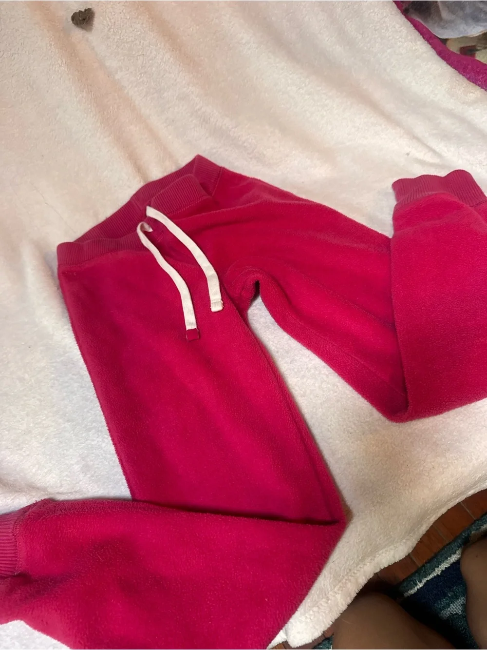 GAP Bright Fuchsia Knit fleece Pants with White Drawstring size 10